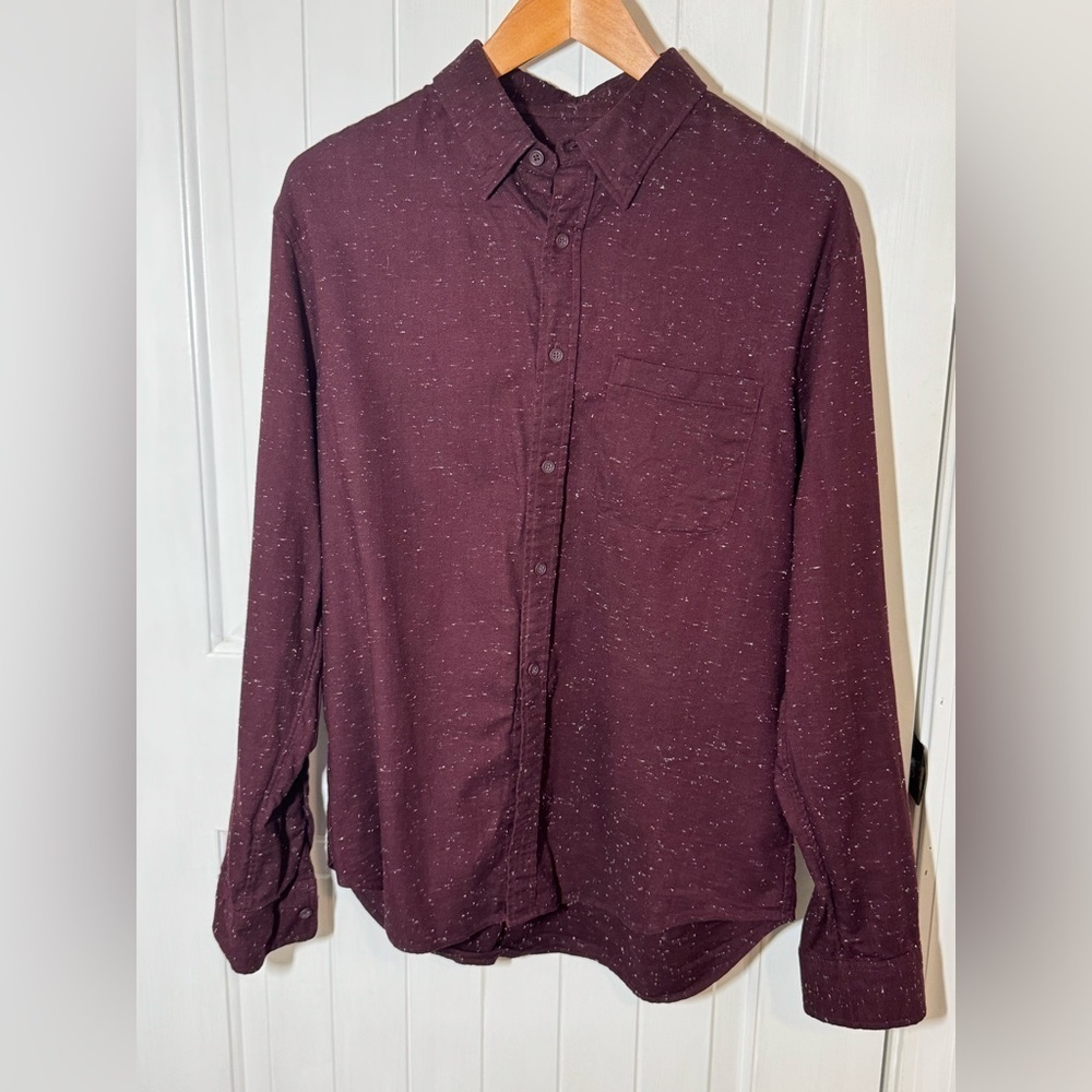 Club Monaco Burgundy Speckled Button-Down Shirt